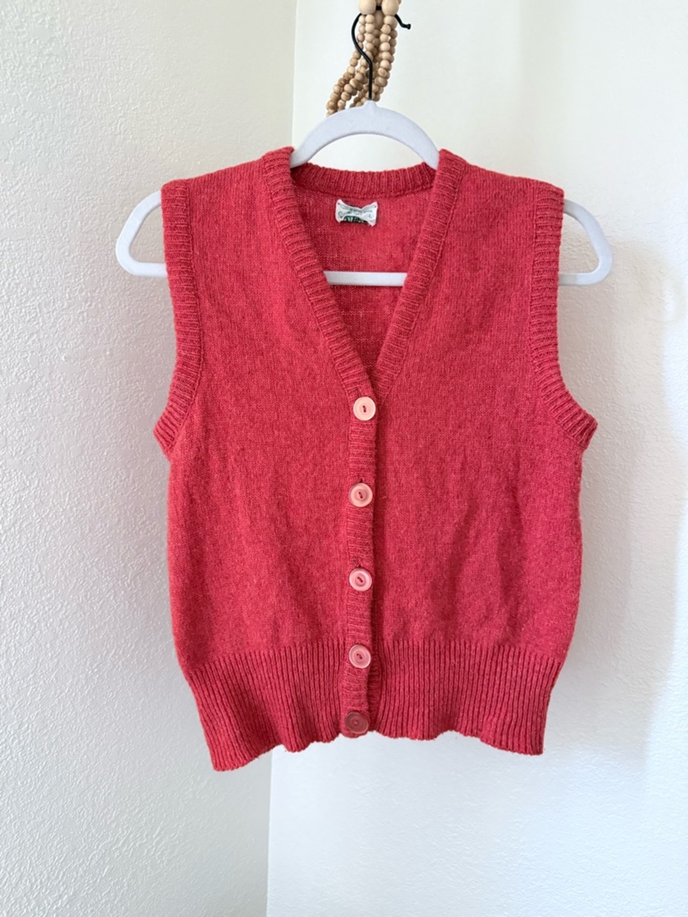 Women’s Coral V-Neck Button Sweater Vest
